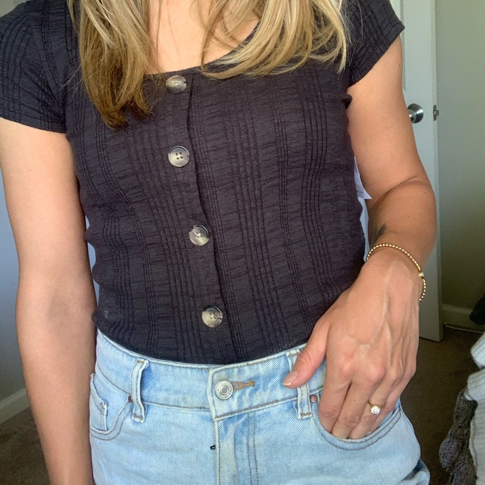 Button down black A&E top - never worn